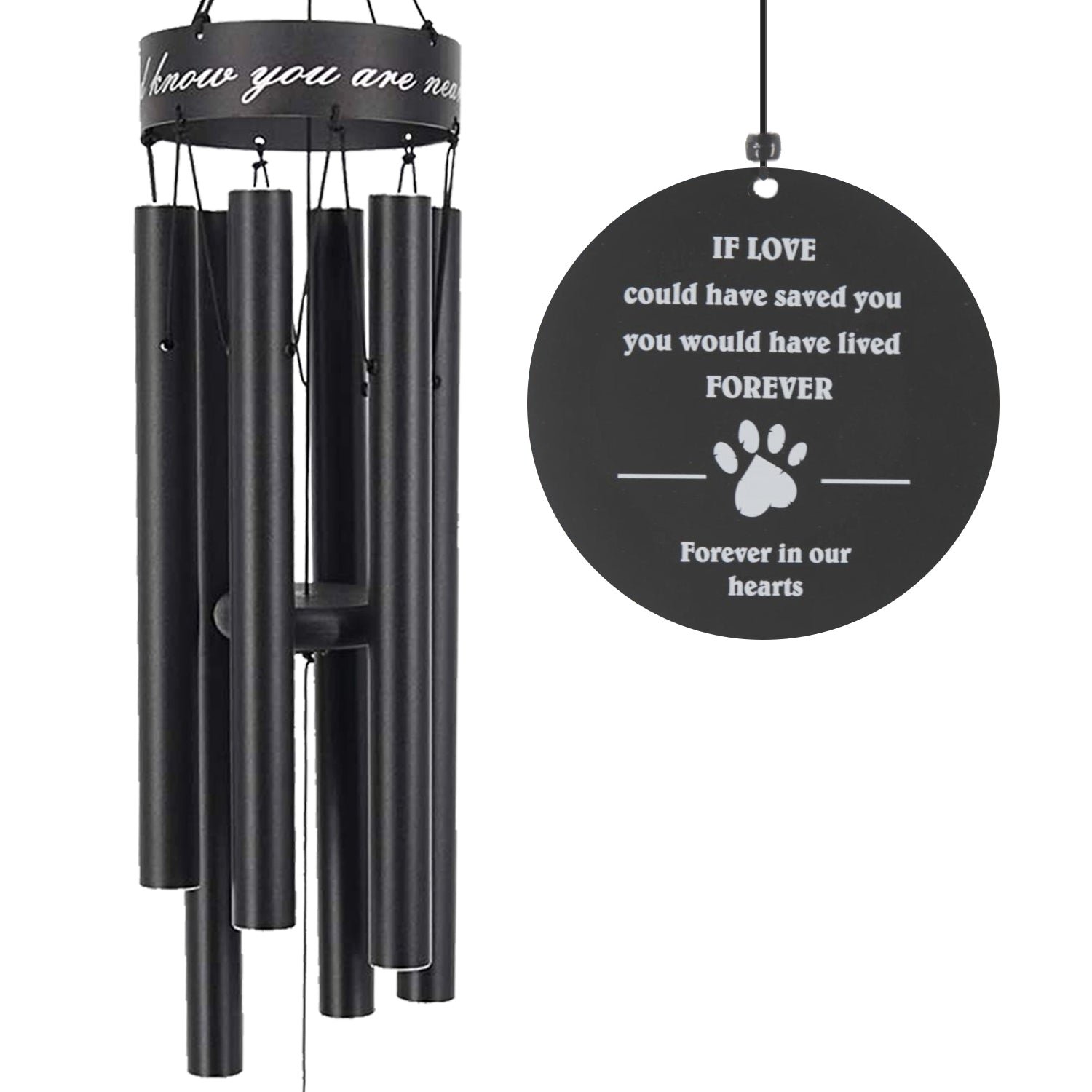 Pet Memorial Series - Wind Chimes 30 Inch in Memory of Lossed Love for Pets Black 6 Tubes Pet Memorial Series - Wind Chimes 30 Inch in Memory of Lossed Love for Pets Black 6 Tubes