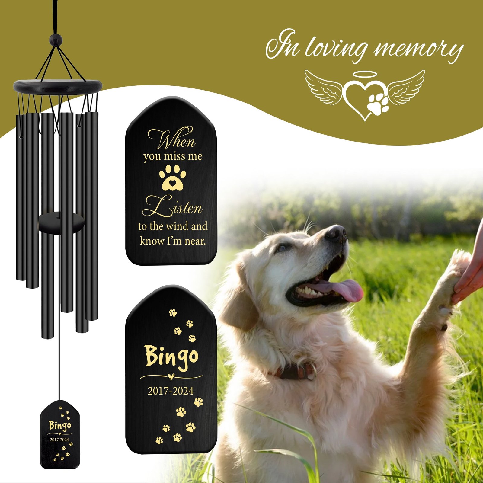 Astarin Personalized Pet Memorial and sympathy Wind Chimes,Pet Loss Gift-037 Astarin Personalized Pet Memorial and sympathy Wind Chimes,Pet Loss Gift-037