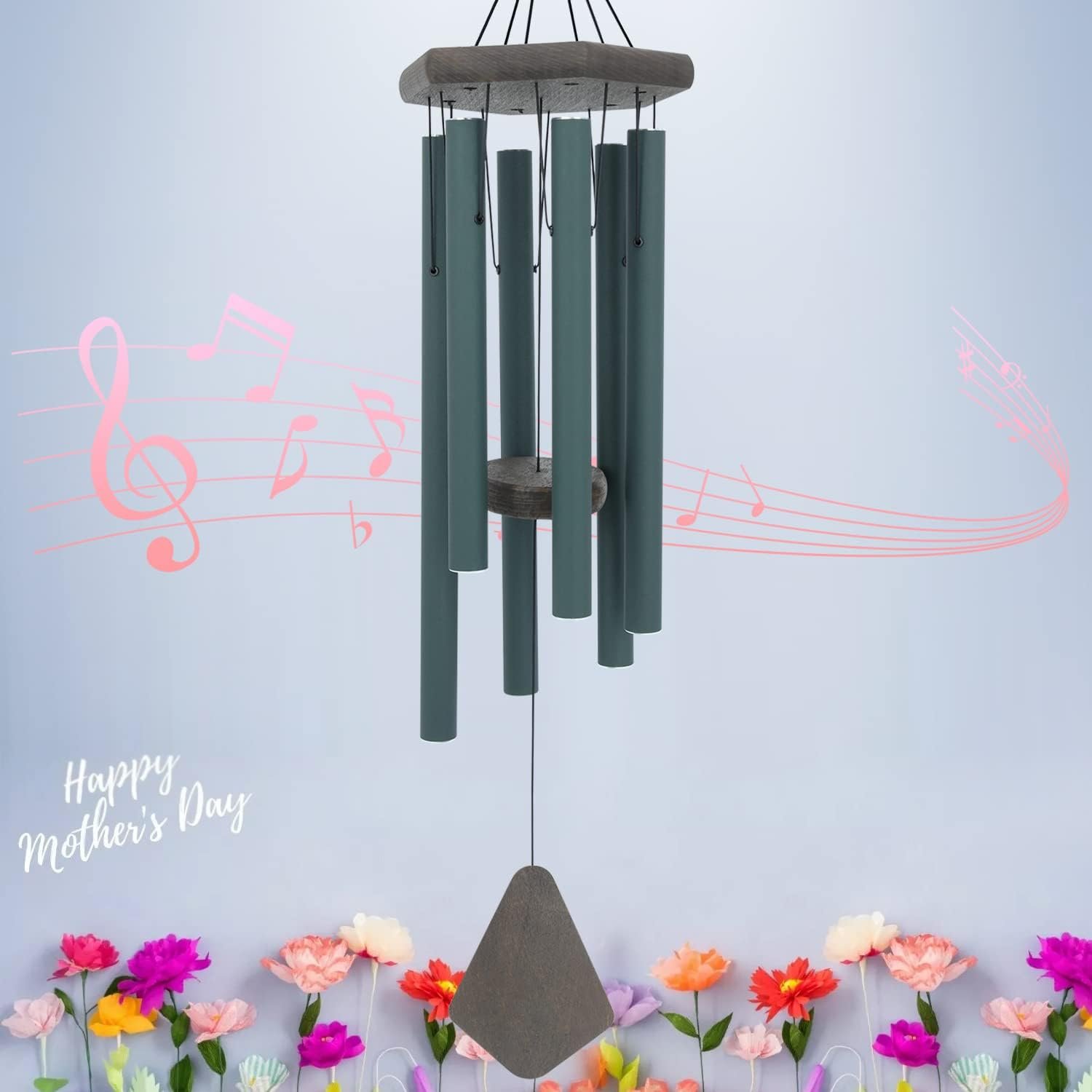Outdoor Beautiful Melodies Wind Chimes-6 Tubes, 30 Inch Green Outdoor Beautiful Melodies Wind Chimes-6 Tubes, 30 Inch Green