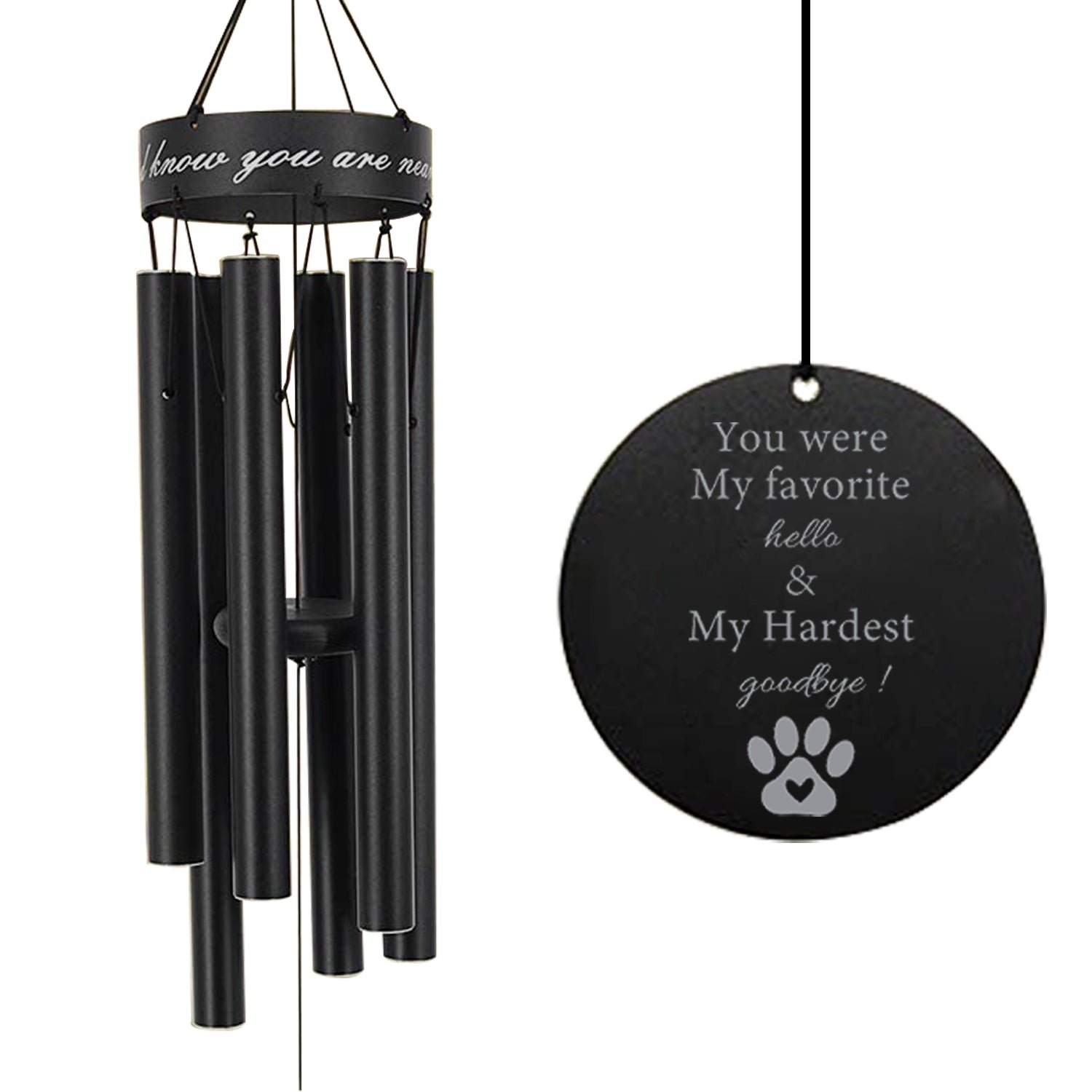 Pet Memorial Series - Wind Chimes 30 Inch in Memory of Lossed Love for Pets Black 6 Tubes Pet Memorial Series - Wind Chimes 30 Inch in Memory of Lossed Love for Pets Black 6 Tubes