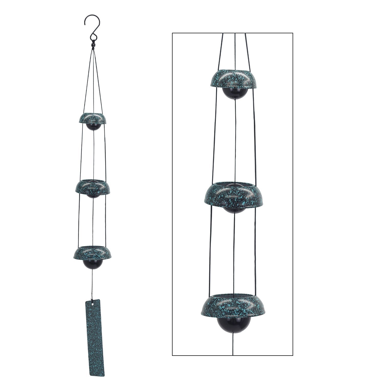 Temple Wind Chime, Dark Atrovirens Wind Chimes with 3 Bells, Feng Shui Wind Chimes for Home Yard Outdoor Decoration, A Great Memorial Wind Chime for Someone Who Loves Peace Temple Wind Chime, Dark Atrovirens Wind Chimes with 3 Bells, Feng Shui Wind Chimes for Home Yard Outdoor Decoration, A Great Memorial Wind Chime for Someone Who Loves Peace