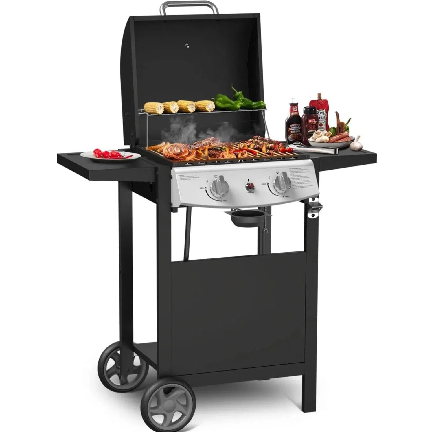 2-Burner Propane Gas Grill,228 Sq. Inch Cooking Area,Outdoor Camping Picnic for Patio,Party,Black 2-Burner Propane Gas Grill,228 Sq. Inch Cooking Area,Outdoor Camping Picnic for Patio,Party,Black