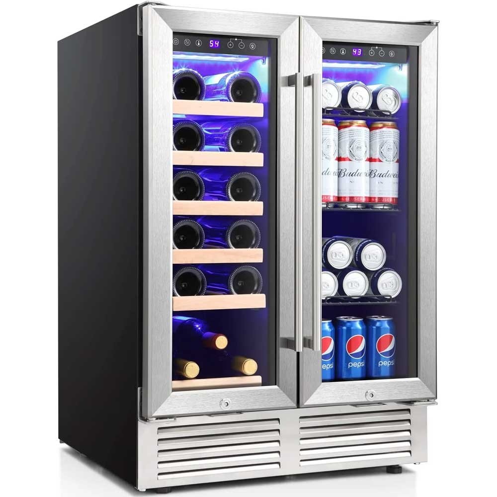 24 Inch Dual Zone Wine Fridges Cooler Beverage Refrigerator W51115 24 Inch Dual Zone Wine Fridges Cooler Beverage Refrigerator W51115