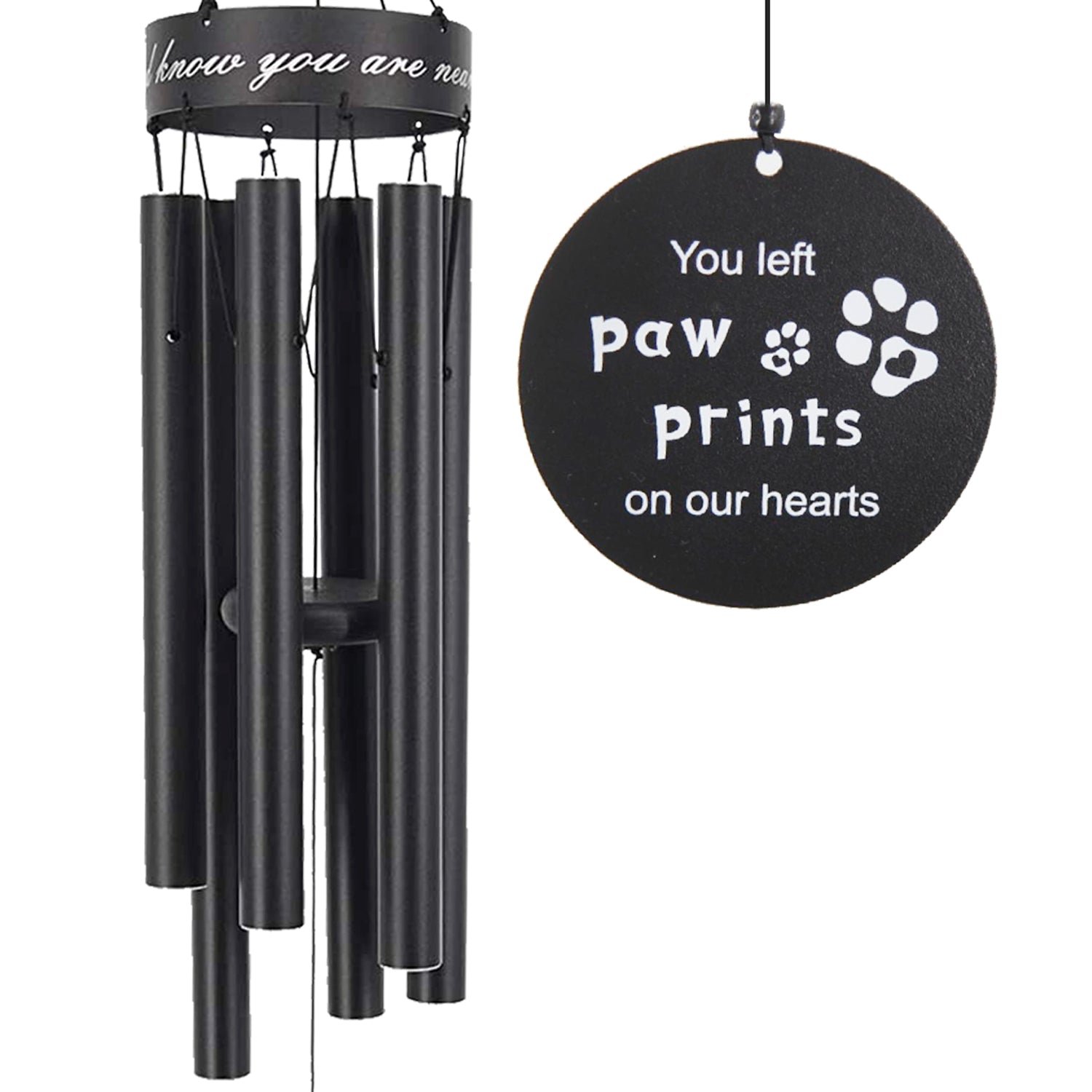 Pet Memorial Series - Wind Chimes 30 Inch in Memory of Lossed Love for Pets Black 6 Tubes Pet Memorial Series - Wind Chimes 30 Inch in Memory of Lossed Love for Pets Black 6 Tubes