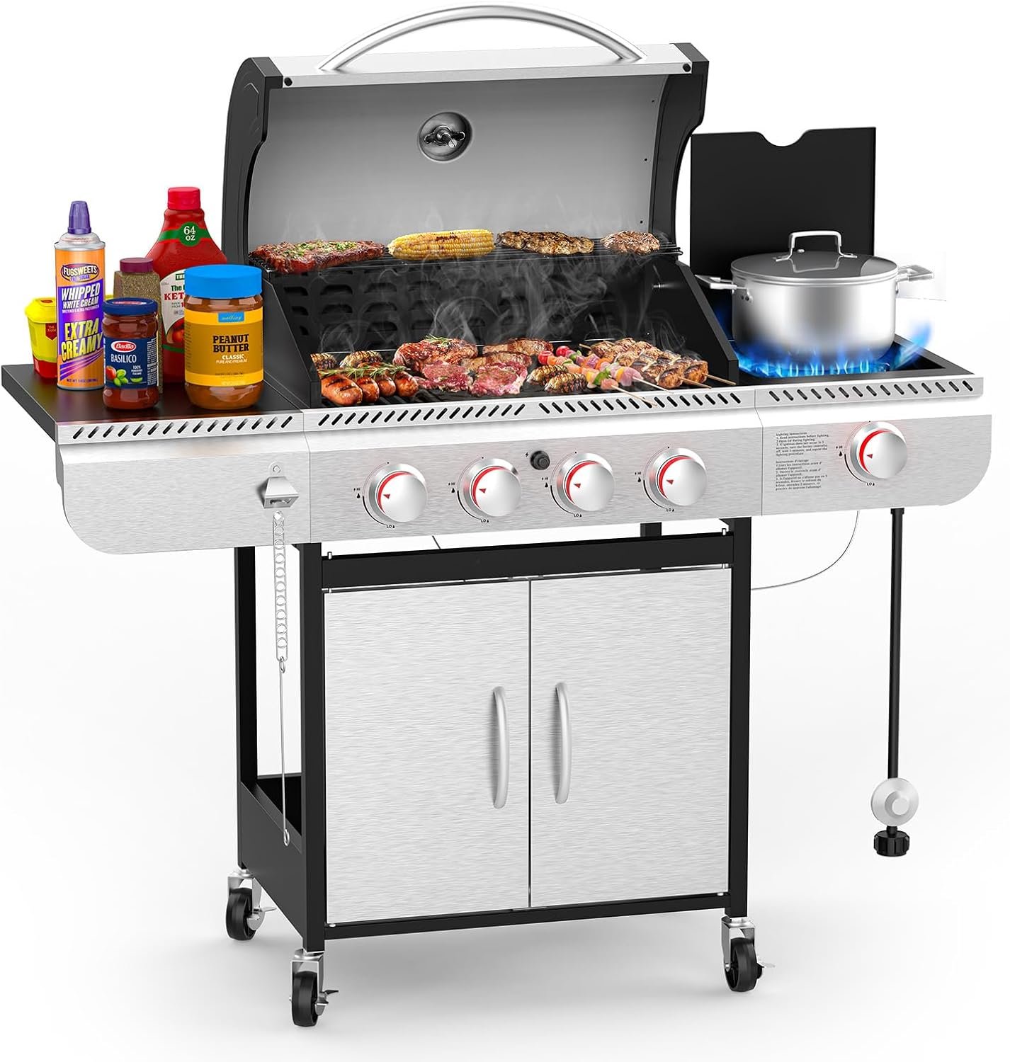 3 & 4-Burner Propane Gas Grills with Side Burners, for Outdoor Cooking, BBQ, Patio, Camping 3 & 4-Burner Propane Gas Grills with Side Burners, for Outdoor Cooking, BBQ, Patio, Camping