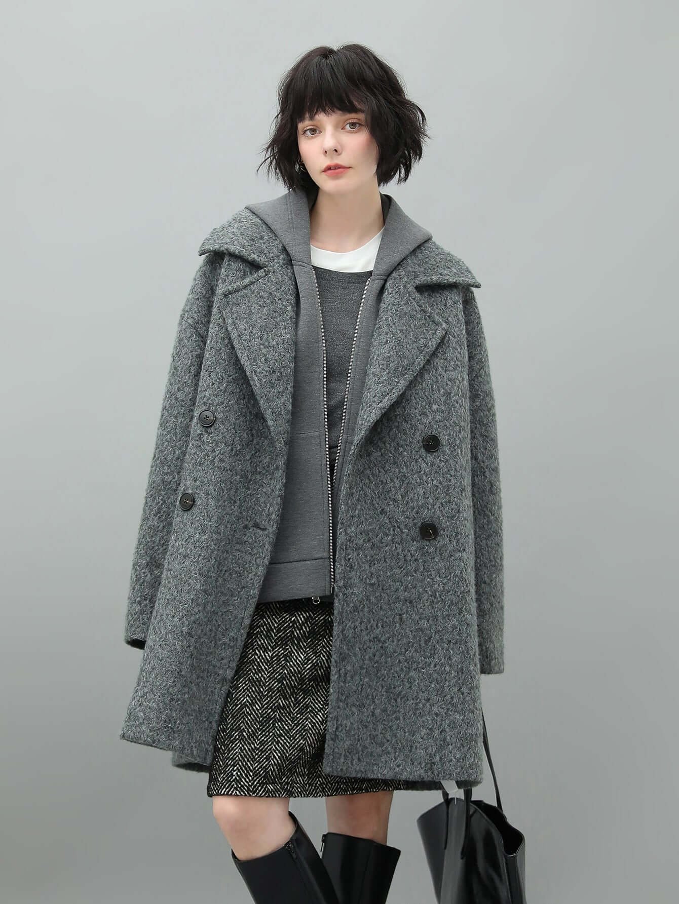 Classic Double-Breasted Napoleonic Grey Trench Coat Classic Double-Breasted Napoleonic Grey Trench Coat
