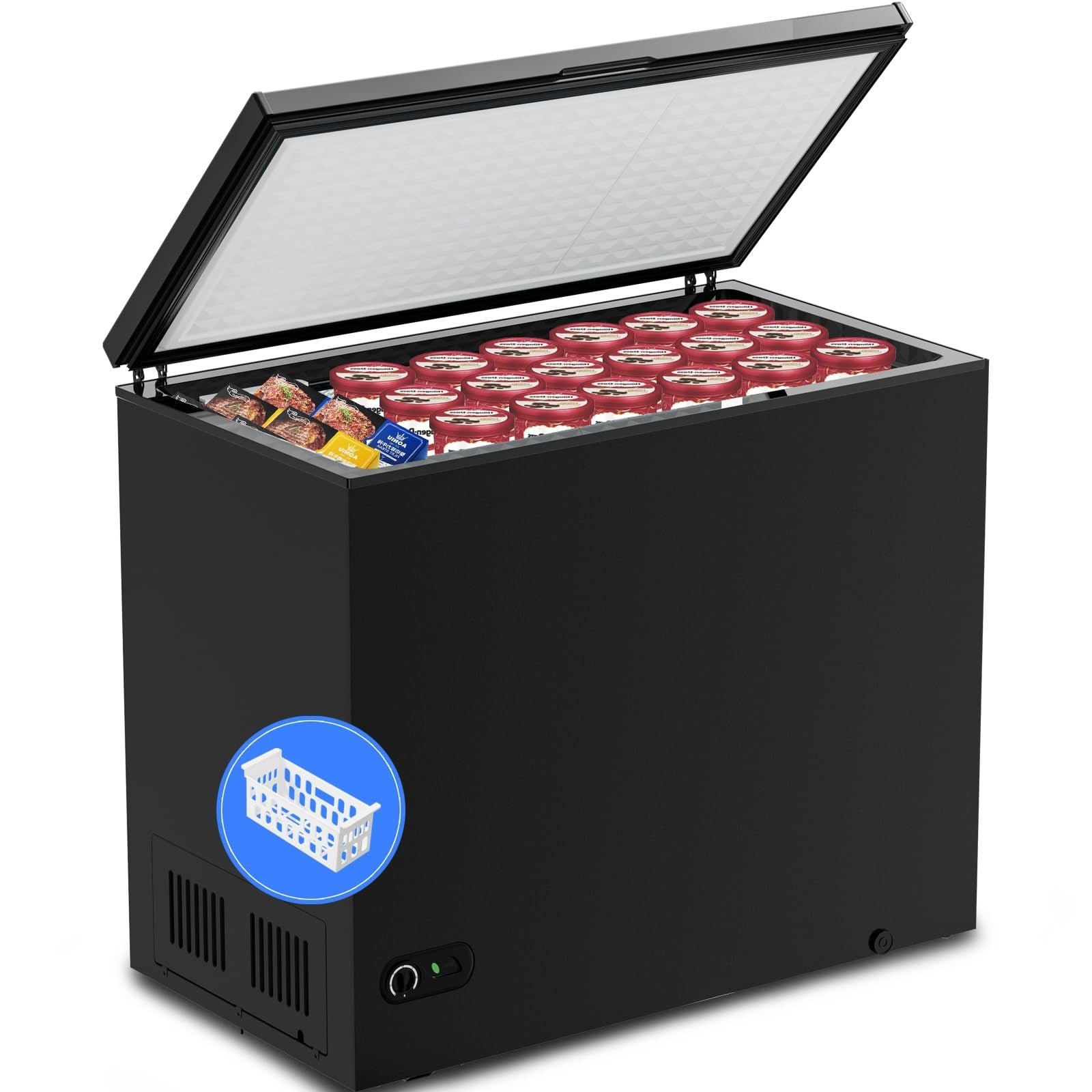 Kismile 7.0/3.5 Cubic Feet Chest Freezer with Removable Basket Free Standing Kismile 7.0/3.5 Cubic Feet Chest Freezer with Removable Basket Free Standing