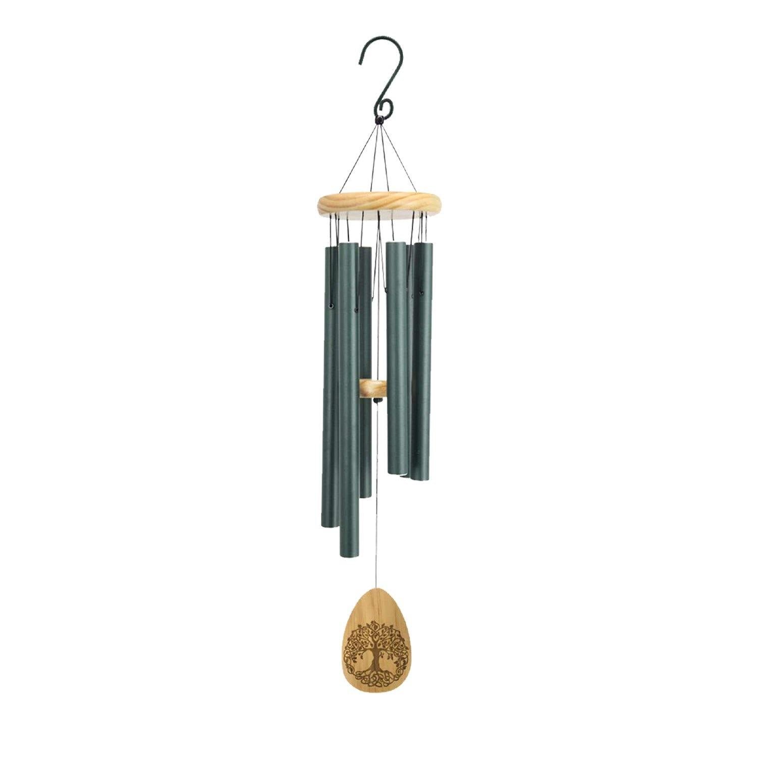 Pinewood 30 Inch Wind Chimes with Lifetree Drop Style Windcatcher, Green Pinewood 30 Inch Wind Chimes with Lifetree Drop Style Windcatcher, Green