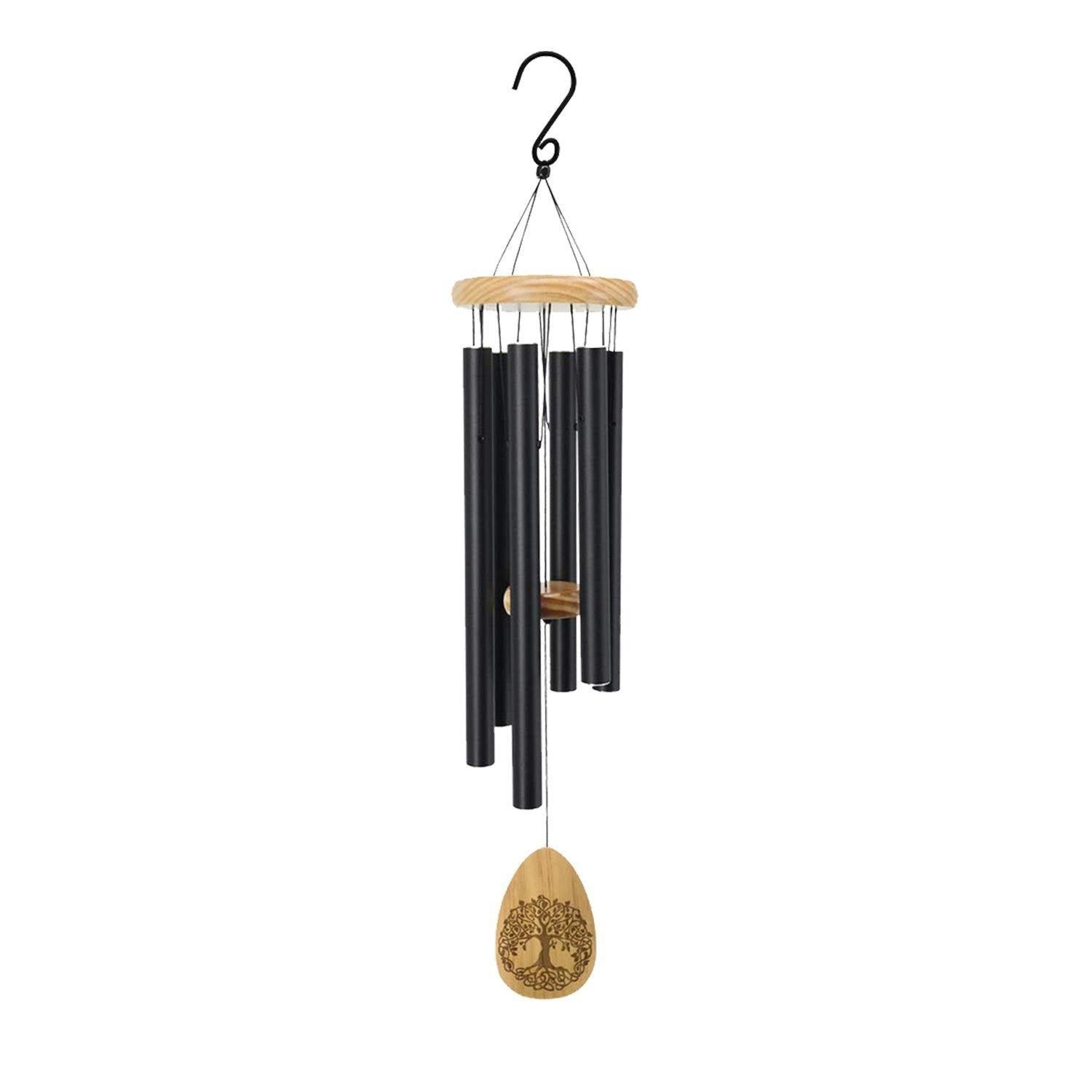 Pinewood Wind Chimes-5 Tubes,Black,30 Inch-Lifetree Stytle Pinewood Wind Chimes-5 Tubes,Black,30 Inch-Lifetree Stytle