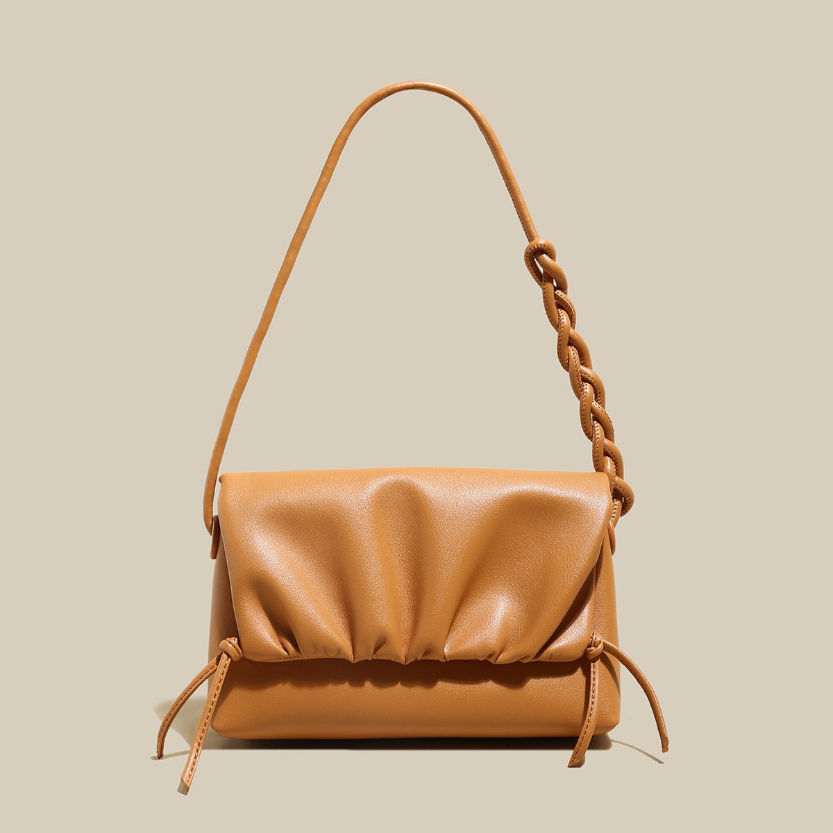 Pleated Semi-Braided Leather Shoulder Bag Pleated Semi-Braided Leather Shoulder Bag