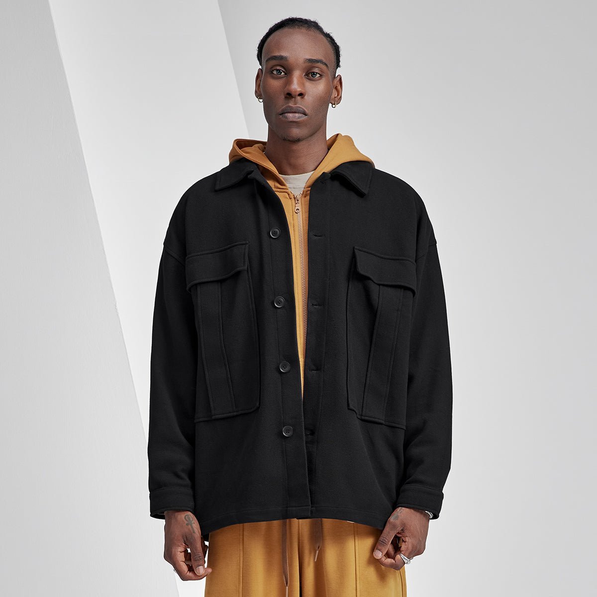 Pocket-detail Oversized Black Knitted Jacket Pocket-detail Oversized Black Knitted Jacket