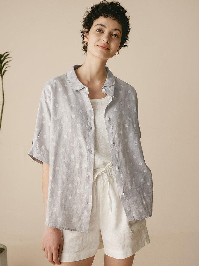 Linen Polka Dots Oversized Linen Shirt CANDICE Linen Polka Dots Oversized Linen Shirt CANDICE