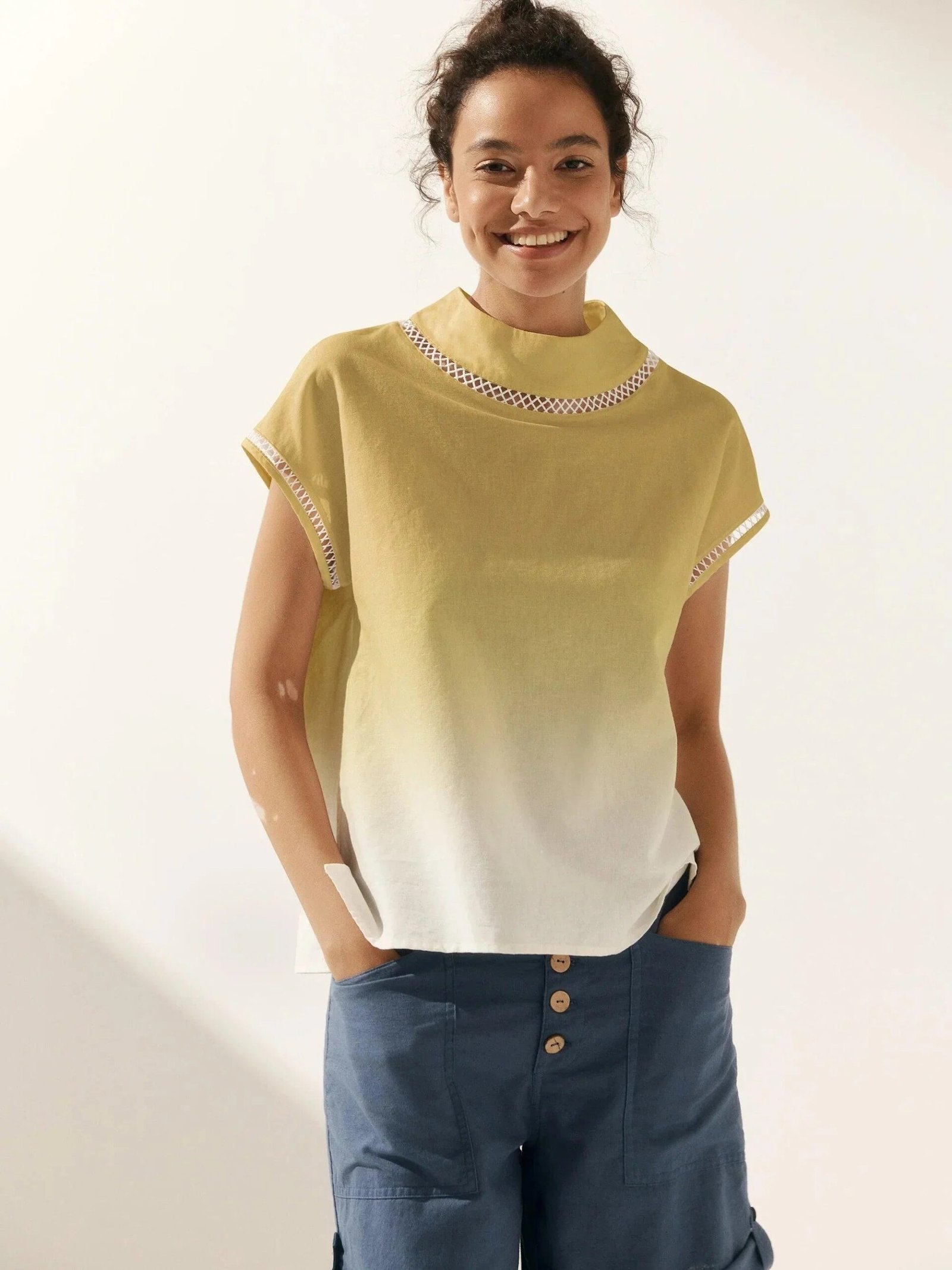 Linen Cutout Turtleneck Top QUINN Linen Cutout Turtleneck Top QUINN