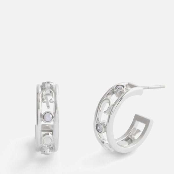 Coach Signature C Silver-Tone Open Hoop Earrings Coach Signature C Silver-Tone Open Hoop Earrings