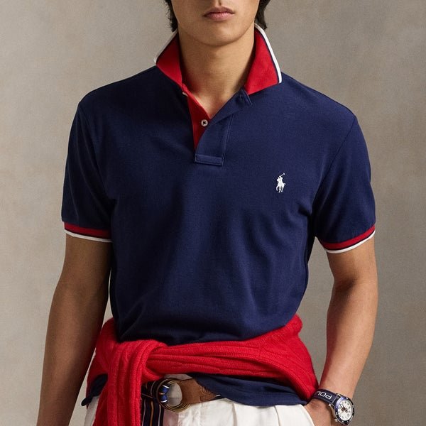 Polo Ralph Lauren Custom Slim Fit Cotton Mesh Tipped Polo Shirt Polo Ralph Lauren Custom Slim Fit Cotton Mesh Tipped Polo Shirt