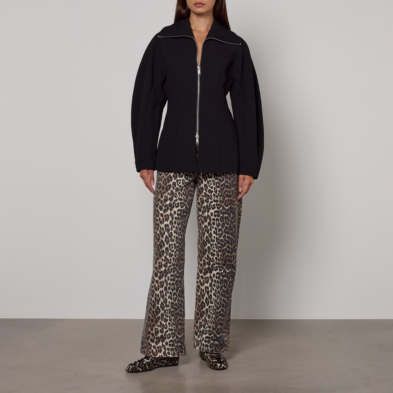 Ganni Bonded Crepe Curve Sleeve Jacket Ganni Bonded Crepe Curve Sleeve Jacket