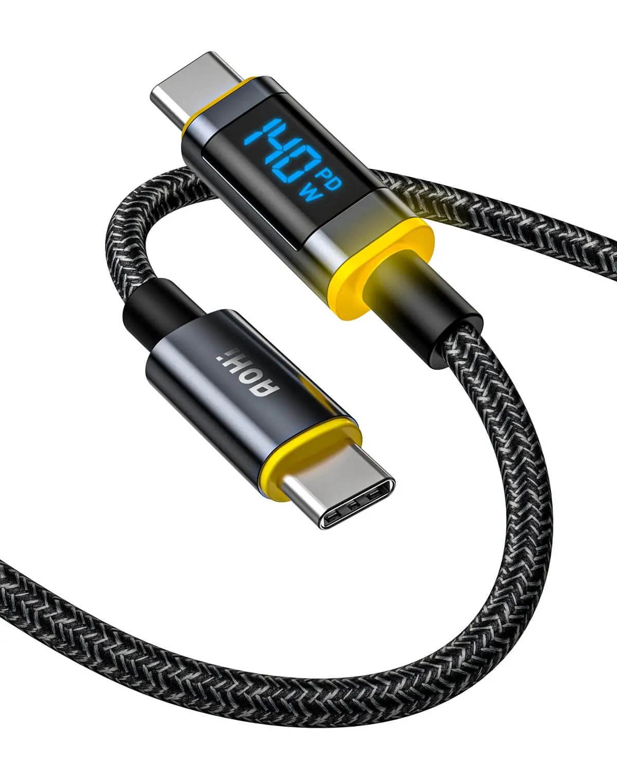AOHI Magline140W Nylon USB C to USB C LED Digital Display Cable 4ft AOHI Magline140W Nylon USB C to USB C LED Digital Display Cable 4ft