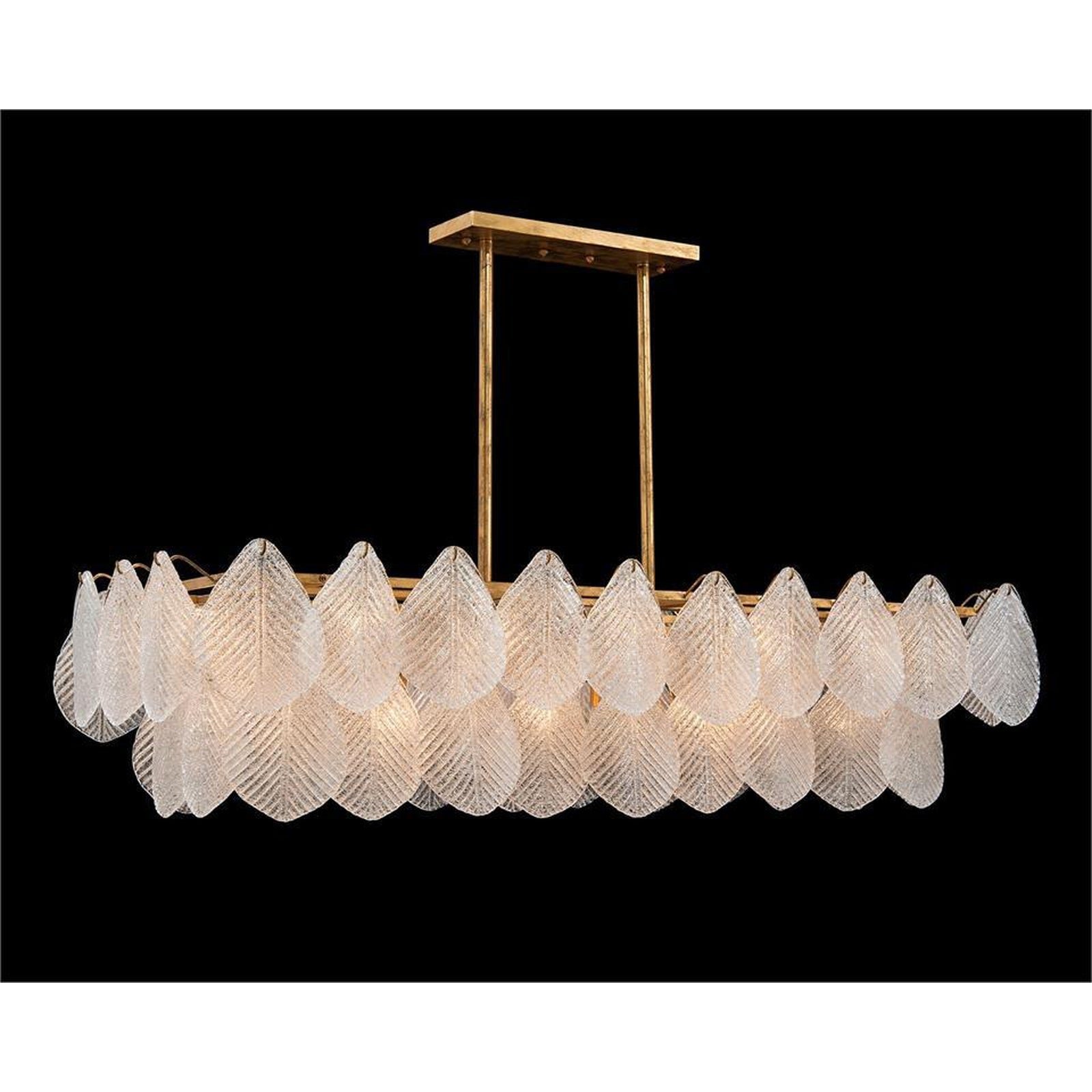 Frosted Glass Petal Horizontal Twenty-Four-Light Chandelier Frosted Glass Petal Horizontal Twenty-Four-Light Chandelier