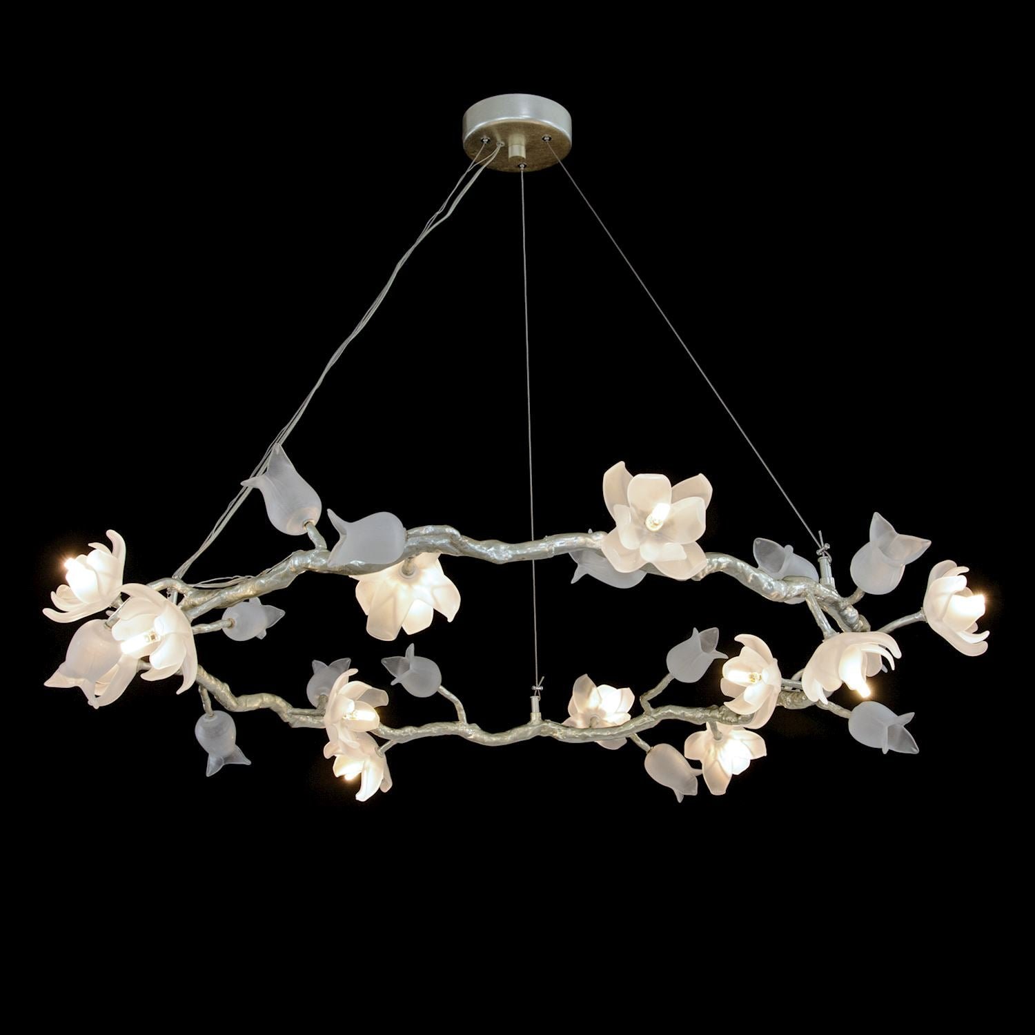 Tulip Glass Silver Leaf Twelve-Light Halo Chandelier Tulip Glass Silver Leaf Twelve-Light Halo Chandelier