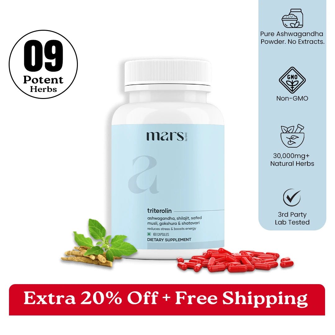 Mars Triterolin – Powered by Shilajit, Ashwagandha, Safed Musli, Gokshura Mars Triterolin – Powered by Shilajit, Ashwagandha, Safed Musli, Gokshura