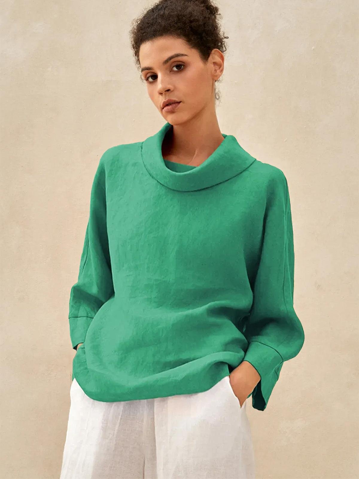 100% Linen Dropped Collar Long-Sleeve Top TRISTAN 100% Linen Dropped Collar Long-Sleeve Top TRISTAN