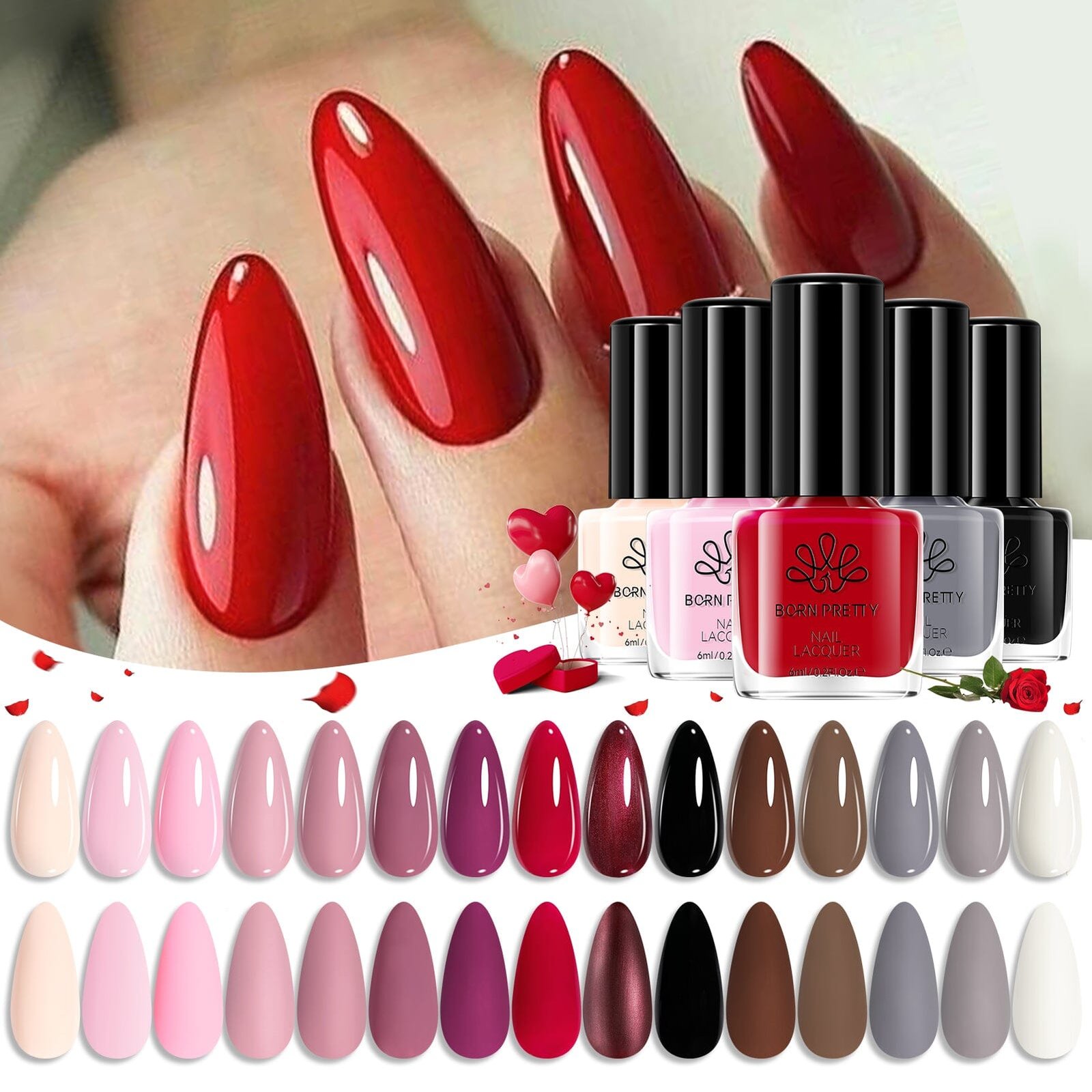 15 Colors Nail Polish Set C Valentine's Day Collection 6ml 15 Colors Nail Polish Set C Valentine's Day Collection 6ml