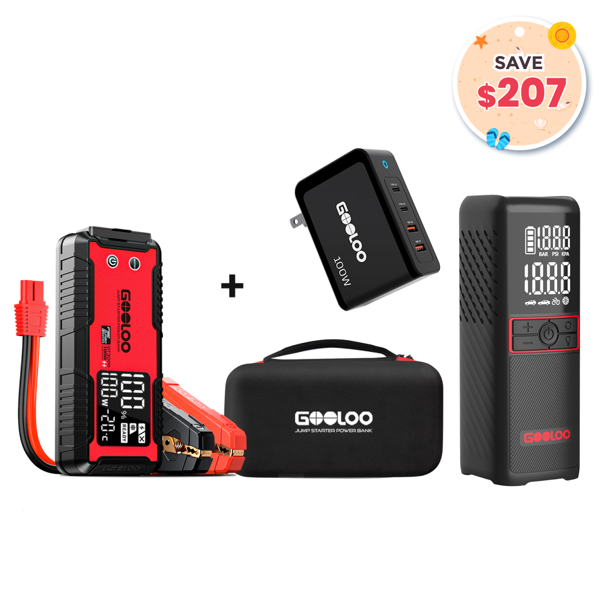 GOOLOO GT3000GT160 Tire Inflator100W ChargerEVA Box GOOLOO GT3000GT160 Tire Inflator100W ChargerEVA Box