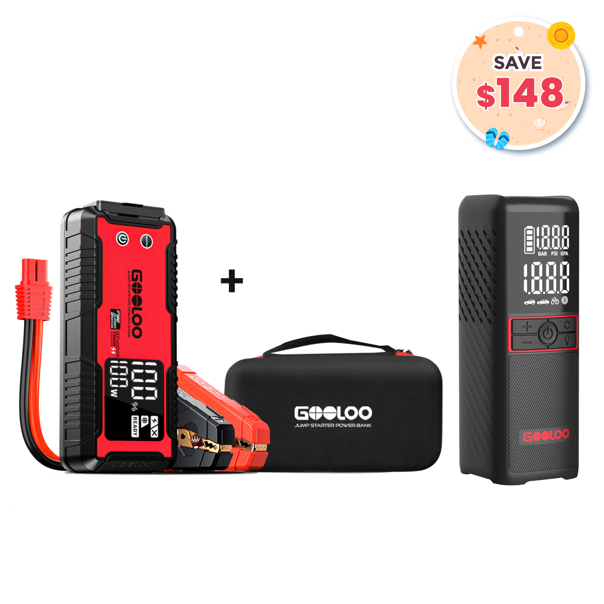 GOOLOO GT4000S Jump StarterGT160 Tire InflatorEVA Box GOOLOO GT4000S Jump StarterGT160 Tire InflatorEVA Box