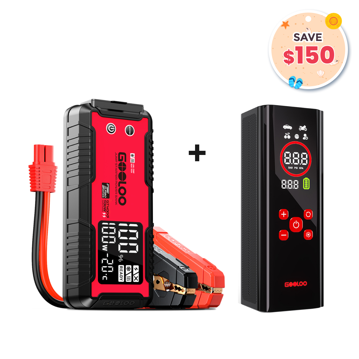 GOOLOO GT4000 Portable Jump Starter with AP150 PRO Tire Inflator GOOLOO GT4000 Portable Jump Starter with AP150 PRO Tire Inflator