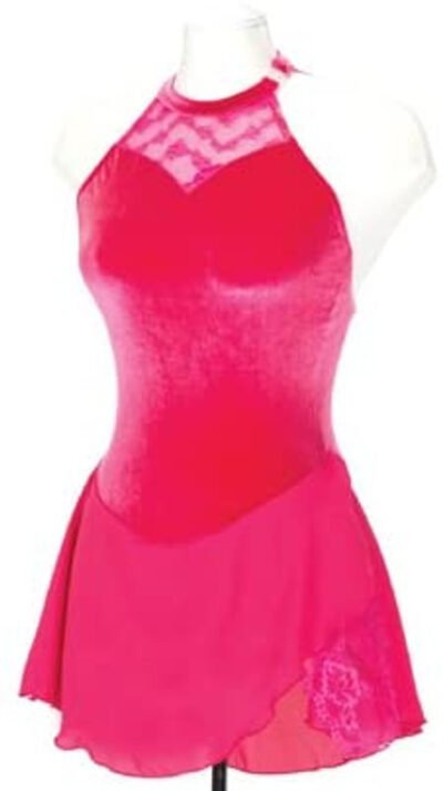 Jerry's Ice Skating Dress #133 - Lace Back Dress - Fire Pink (Size 12-14)