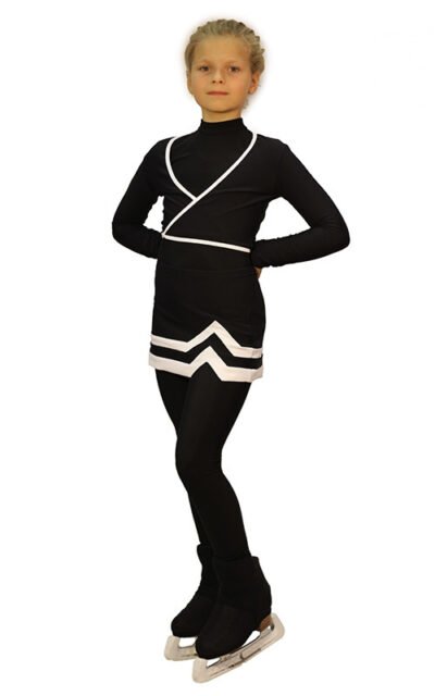 IceDress - Ice Skating Skirts -Line (Size CM,Black and White)