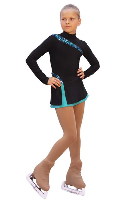 IceDress Ice Skating Dress-Thermal - Lasso(Black with Mint)