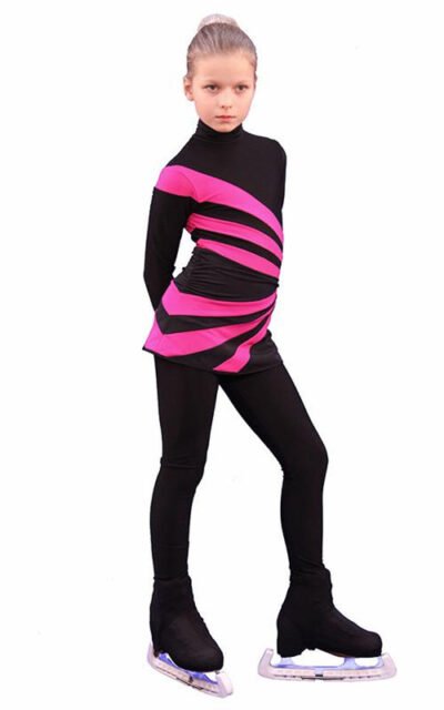 IceDress Ice Skating Dress-Thermal - Oriental 3 (Black and Fuchsia)