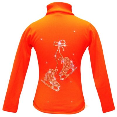 Orange Figure Skating Jacket with Pair of skates rhinestone applique (Size AXS)