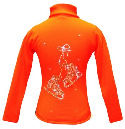 Orange Figure Skating Jacket with Pair of skates rhinestone applique (Size AXS)