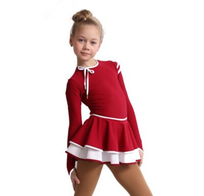 IceDress Figure Skating Dress - Thermal - Duet (Size AS, Burgundy with White)