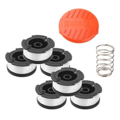 String Trimmer Spool Line Compatible with Black & Decker  Trimmer Line 6 Pack with 1 Pack Trimmer Cap and Spring
