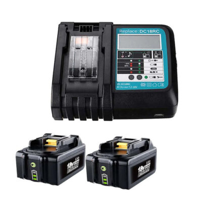 2 Pack For 18V 6Ah Makita BL1860B Battery Repalcement & For Makita DC18RF/RC LI-ION Rapid Replacement Battery Charger  14.4V-18V With Digital Display