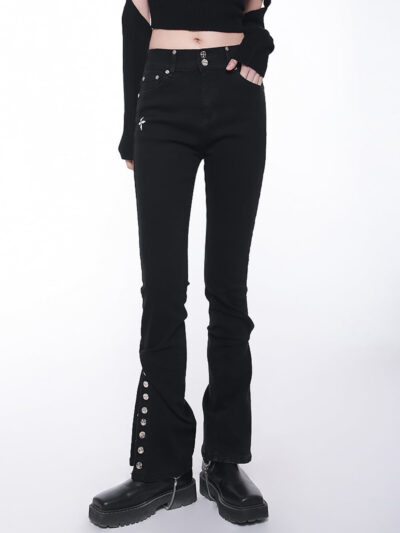 MUKTANK×CUUDICLAB Button Decorated Twisted Jeans
