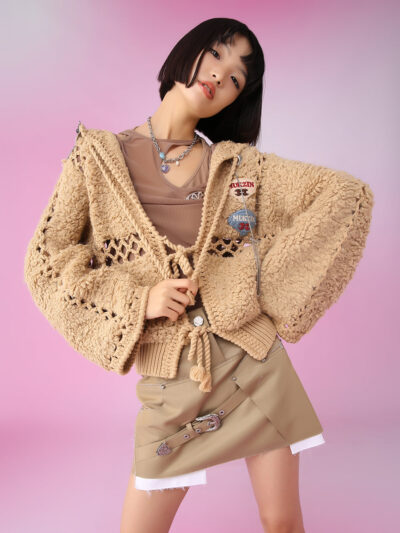 MUKZIN Hollow Design Khaki Popular All-match Cardigan