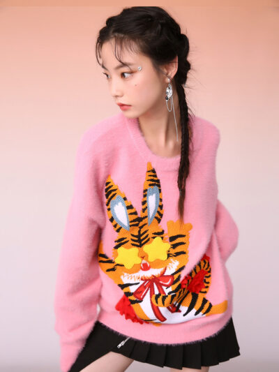 MUKZIN Artist Edition Pink Embroidered Sweater