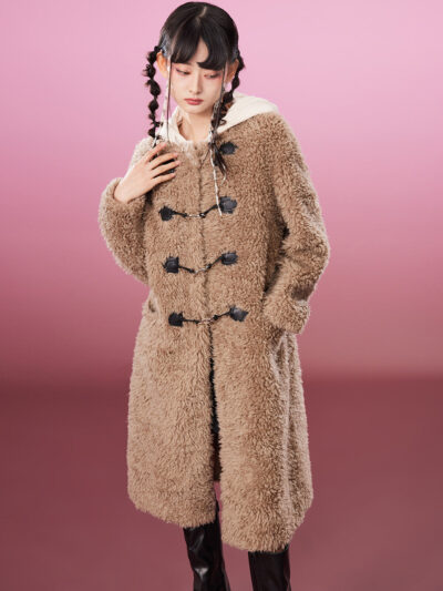 MUKZIN Straight Light Brown Lambswool Coat