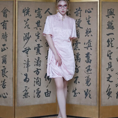 MUKZIN Pink Elegant Cheongsam Dress