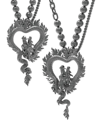 MUKTANK x Mandarin Zan Club Swimming Dragon in the Abyss Black Pearl Necklace