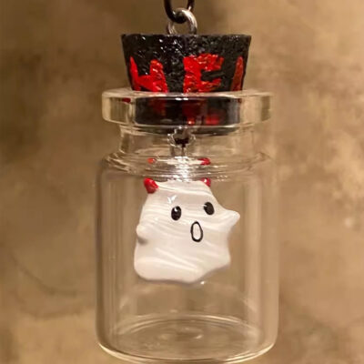 MUKTANK X WHITEHOLE Cute Devil Little Ghost Drift Bottle Necklace Sweater Chain