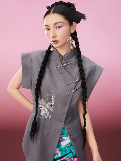 MUKZIN New Chinese Style Stand Collar Embroidered Original Comfortable Vintage Vest