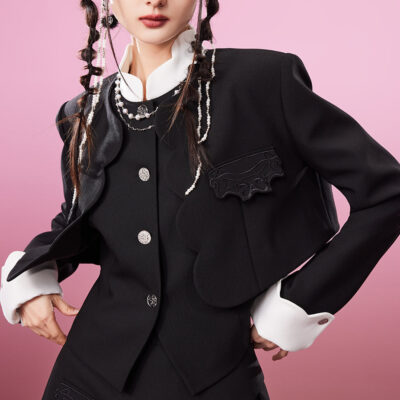 MUKZIN Slim Popular Short Elegant Black Coat