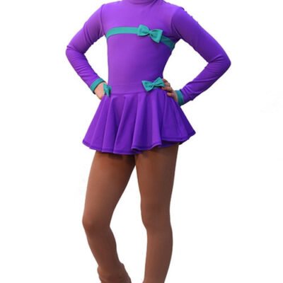 IceDress Ice Skating Dress - Thermal - Bows (Purple and Mint)
