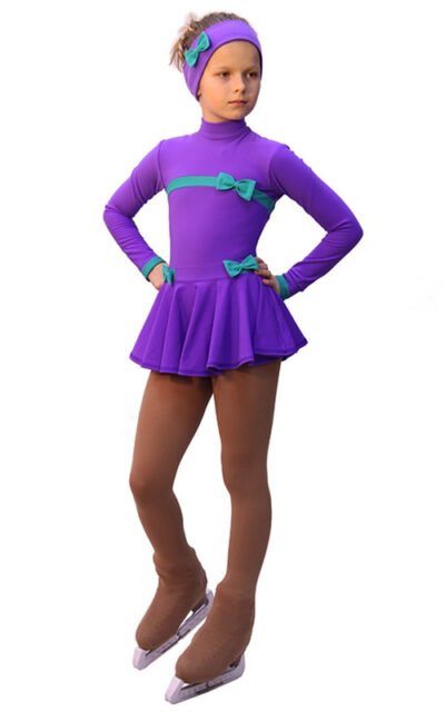 IceDress Ice Skating Dress - Thermal - Bows (Purple and Mint)