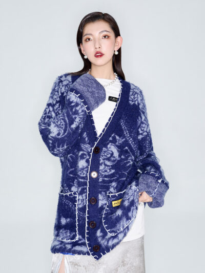 MUKZIN Linglong Mandarin Duck New Chinese-style Wool Oversized Cardigan